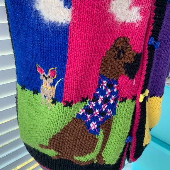 🟢Dog Love Sweater button down V-neck Cardigan new Embellished Colorful Valentine - Picture 8 of 14